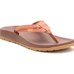 Outlet Chaco Women's Lowdown Leather Flip Flop Burnt Chestnut
