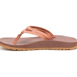 Outlet Chaco Women's Lowdown Leather Flip Flop Burnt Chestnut